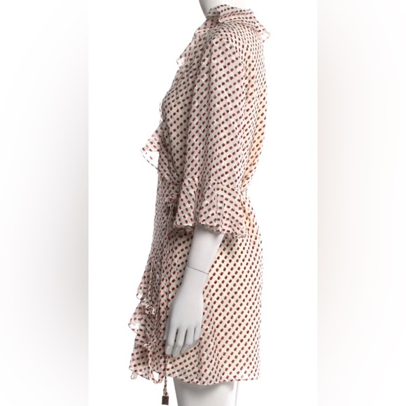 Sold — Louis Vuitton 2019 Silk Chiffon Wrap Dress Ivory Red Black Dot FR38 6 - Picture 13 of 14